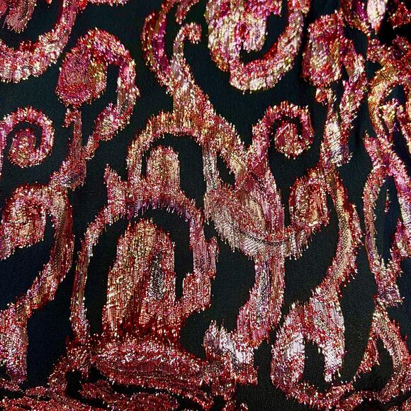 Vintage 80s Patra Petites Pink Gold Metallic Swirl Wrap Style Top Disco Size 4 - Picture 5 of 7